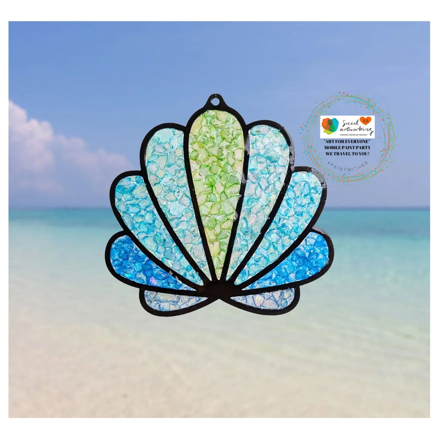Faux Stain Glass Seashell Suncatcher Bundle or 6 or 8 inch shape separate