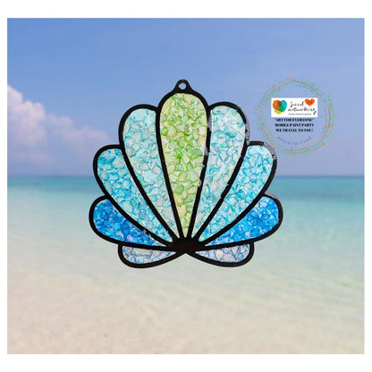 Faux Stain Glass Seashell Suncatcher Bundle or 6 or 8 inch shape separate