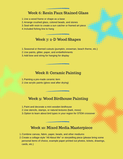 Home School Art Class Sept. 12th thru Dec. 5th (Fridays from 10-11:30 AM)