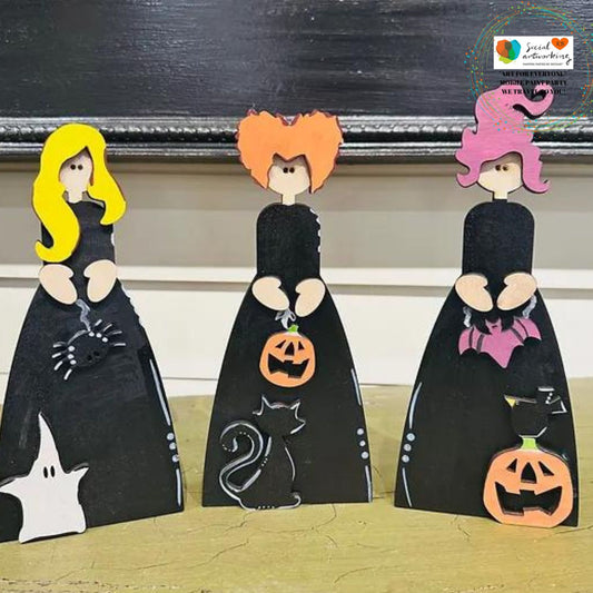 3 Witches 2-D & 3-D Stand Alone Wood Shapes