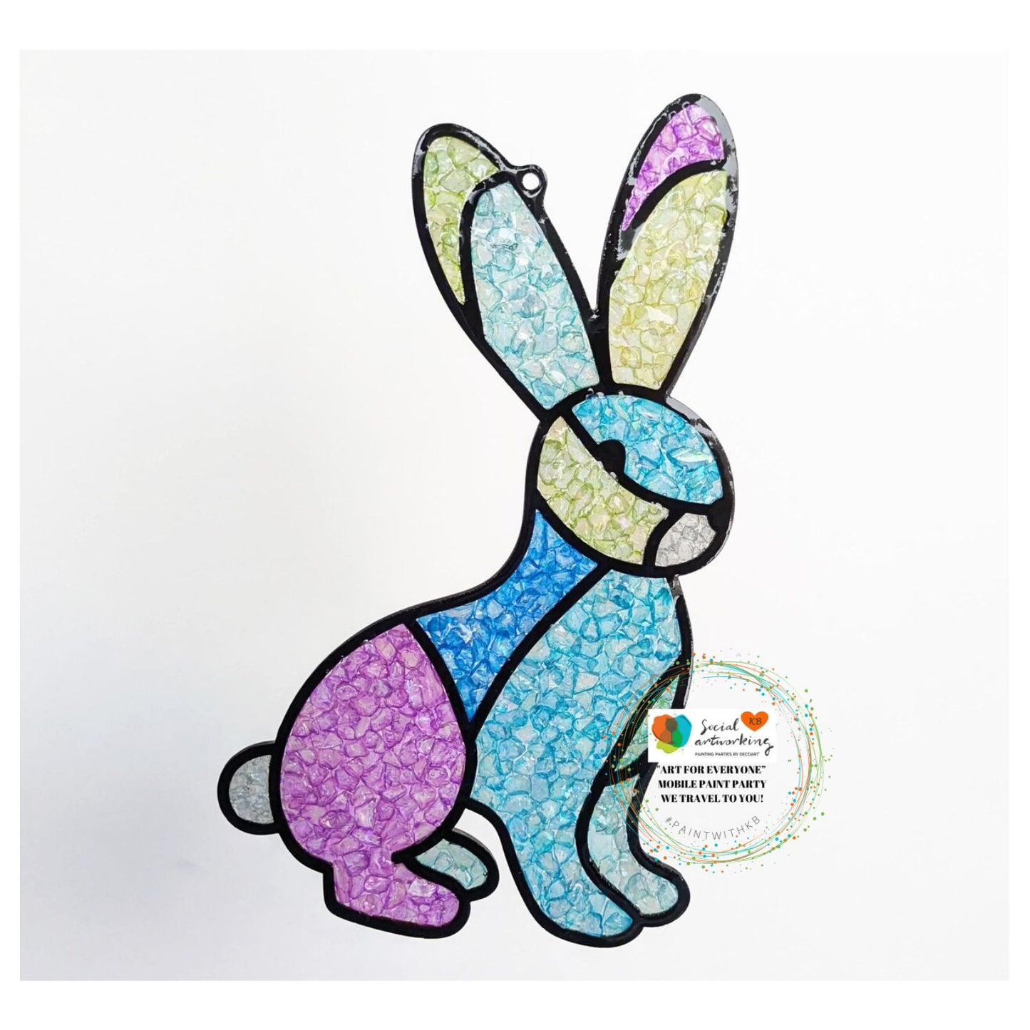 Faux Stain Glass Rabbit 6 or 8 inch shape