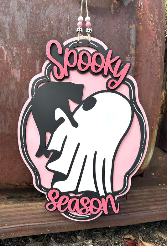 Spooky Season Cat with Ghost 2-D Wood Shape