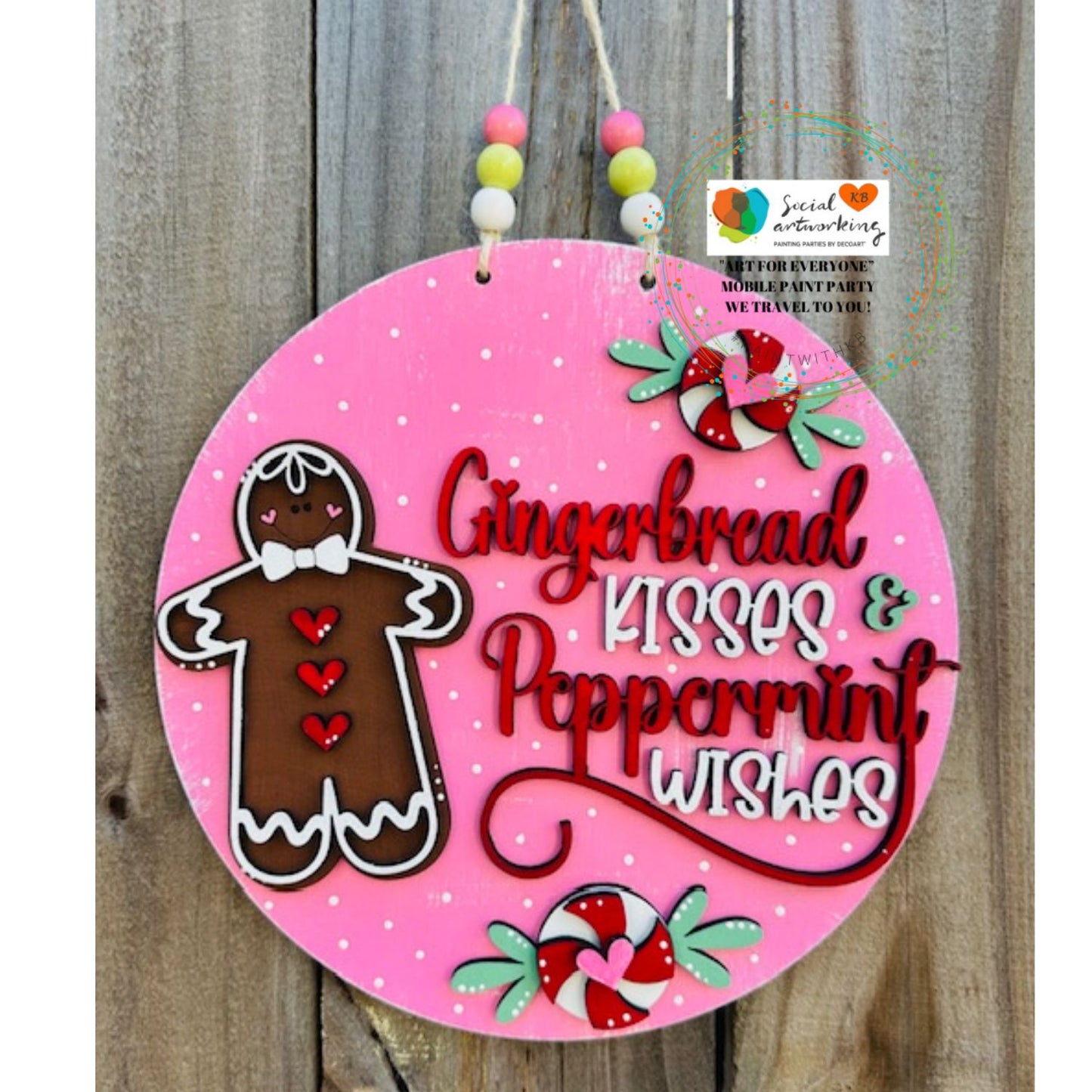 Gingerbread Kisses Peppermint Wishes 3-D Door Hanger