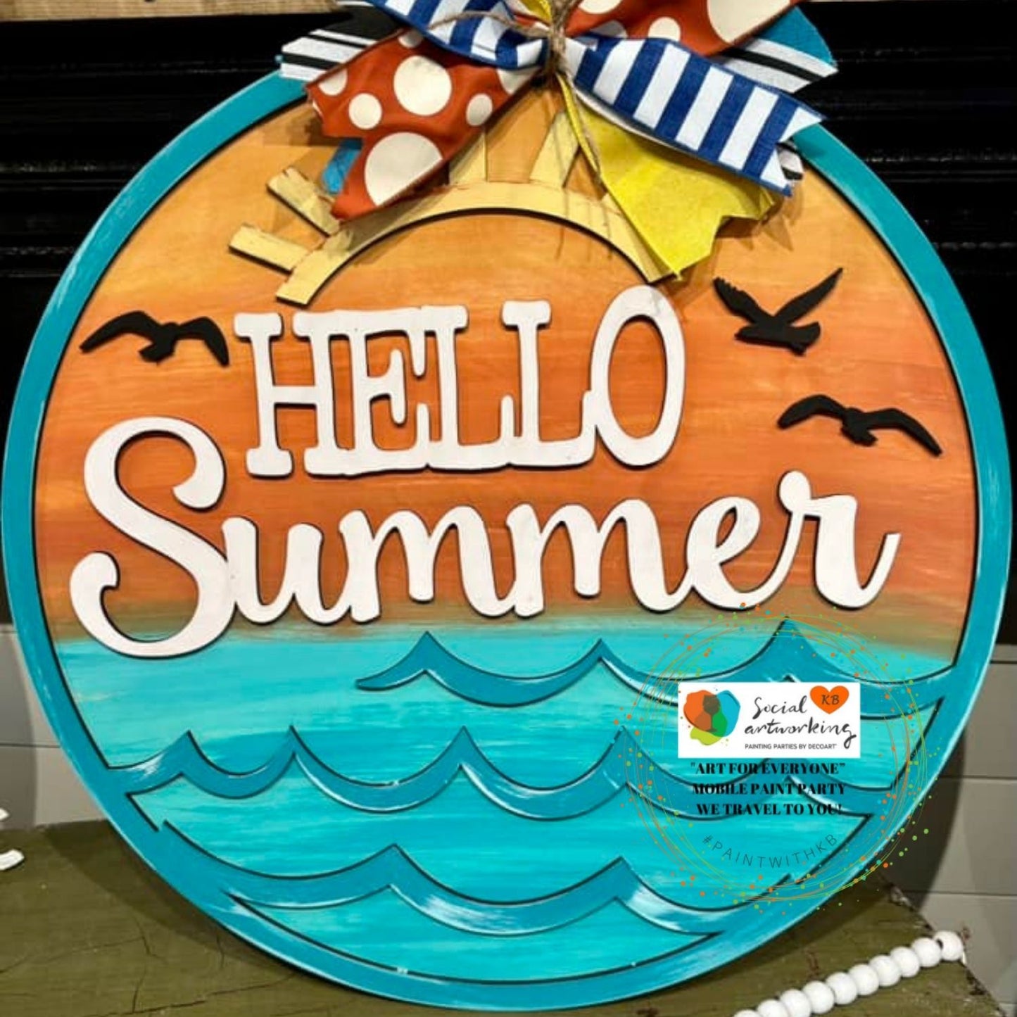 Hello Summer Waves 2-D Wood Shape