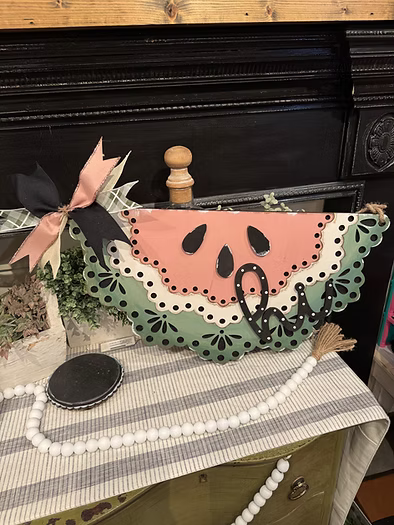 Half Fancy Scalloped Watermelon 2-D Wood Shape