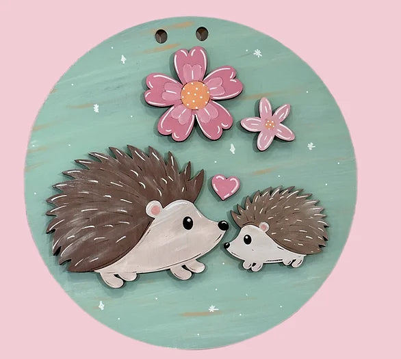 Porcupine Big & Small 2-D Wood Kids Sign