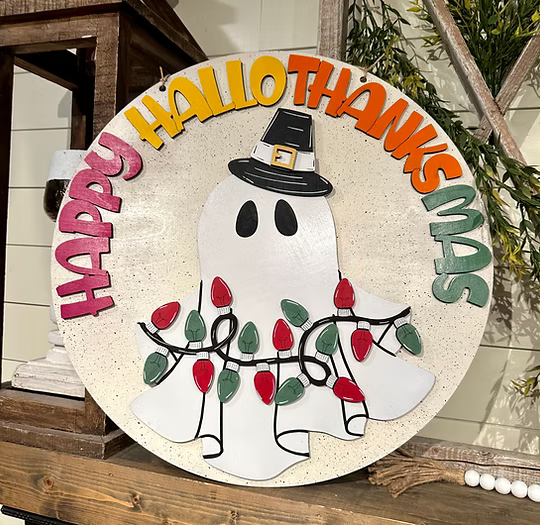 Happy HallowThanksMas 2-D Door Hanger