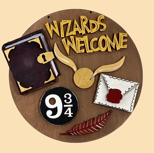 Wizards Welcome 2-D Wood Kids Sign