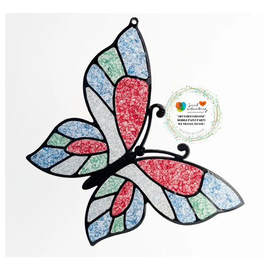 Faux Stain Glass Butterfly with rounded wings 6 or 8 inch shape