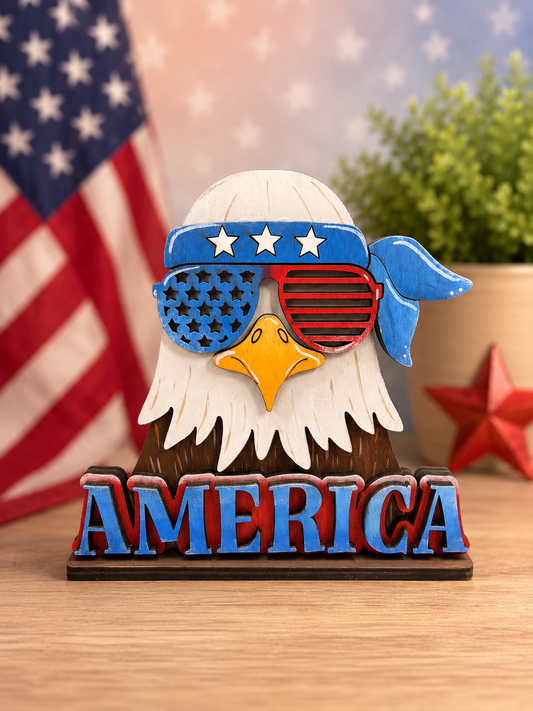 America Bald Eagle America Shelf Sitter Sign 2-D
