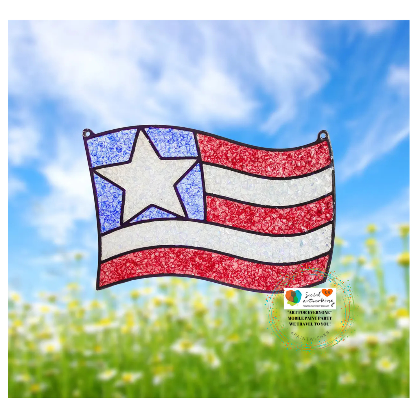 American Flag Suncatcher 6 or 8 inch shape