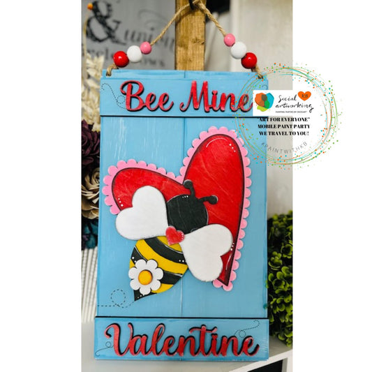 Valentine Bee Mine Pallet 2-D Door Hanger