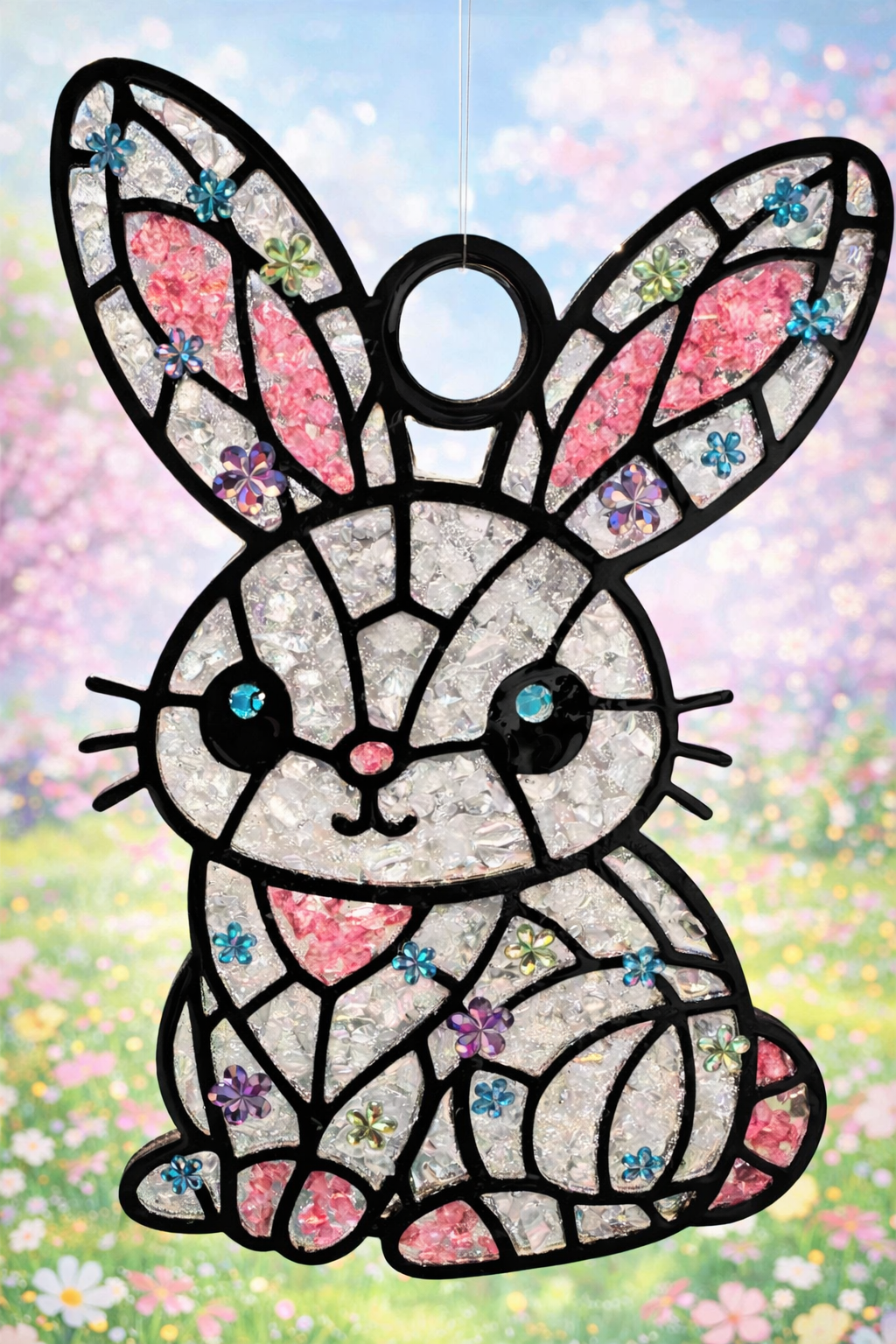Faux Stain glass Bunny 6 or 8 inch shape