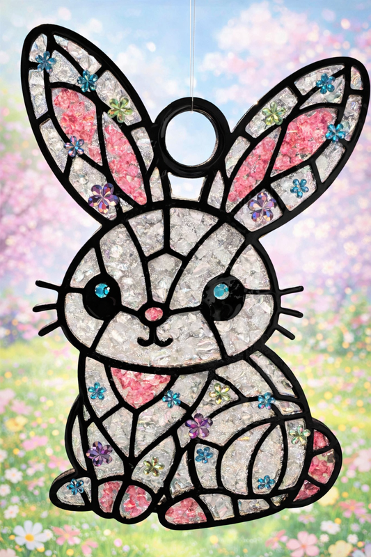 Faux Stain glass Bunny 6 or 8 inch shape