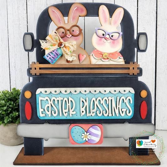 Bunny Couple Stand Up Truck