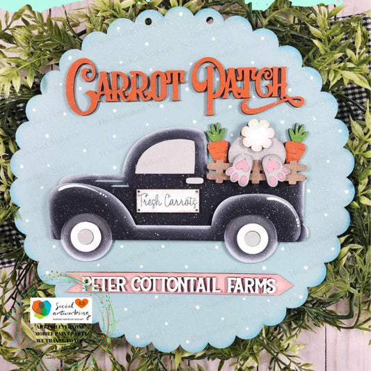 Carrot Patch Cottontail Farms 2-D Wood Door Hanger