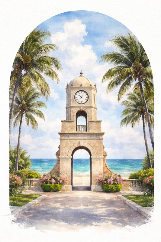 Resin Glass & Glitter Arch Clock Towers Palm Beach