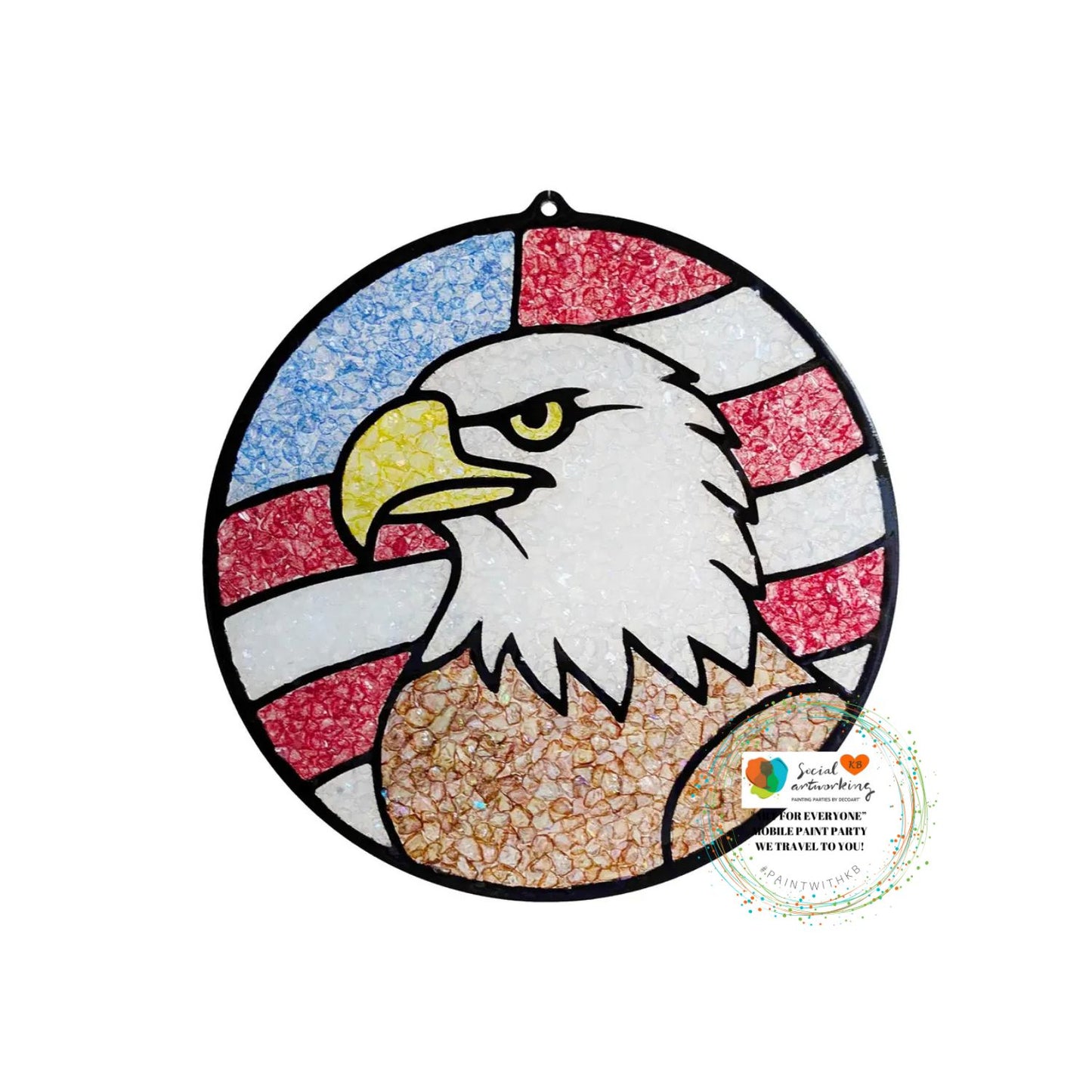 Eagel with Flag Suncatcher 6 or 8 inch shape