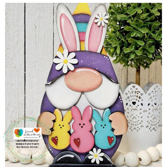 Easter Bunny Gnome Shelf Sitter Stand Alone 2-D Wood Shape