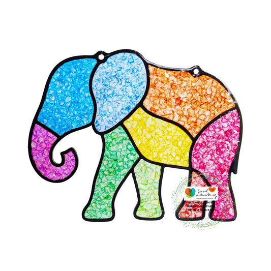 Standing Elephant Suncatcher 6 or 8 inch shape