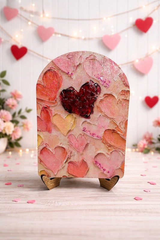 Resin Glass & Glitter Arch Valentine Hearts