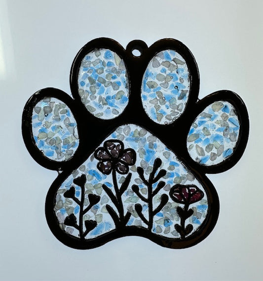 Faux Stain glass Floral Paw Print