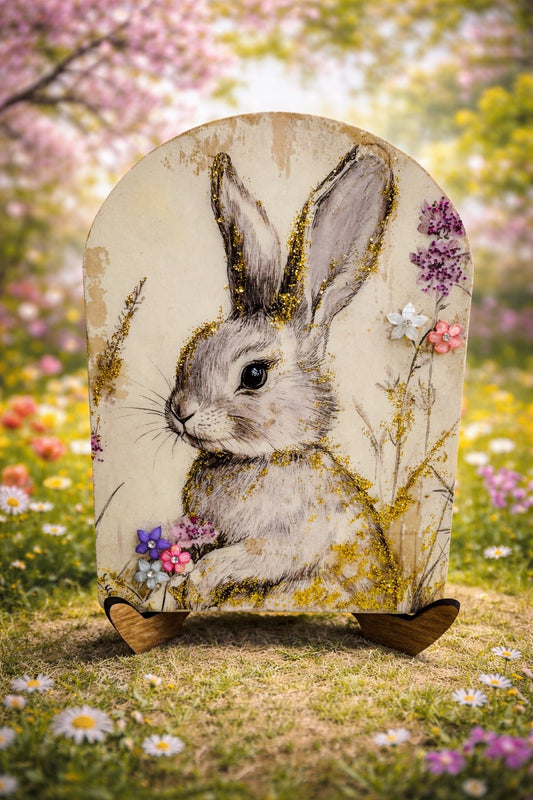 Resin Glass & Glitter Arch Bunny