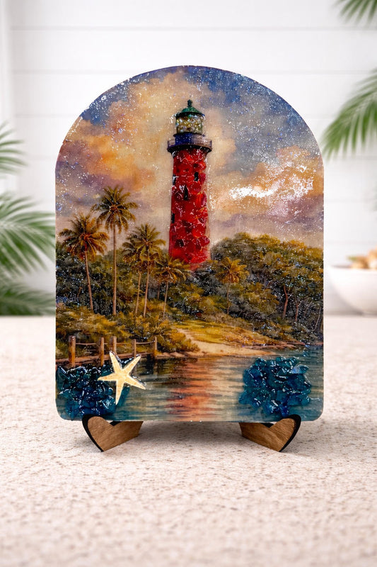 Resin Glass & Glitter Arch Jupiter Lighthouse
