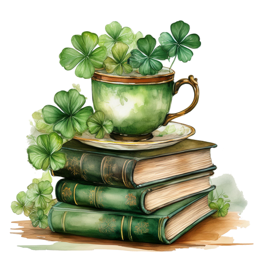 Resin Glass & Glitter Tea Cups, Books & Shamrocks