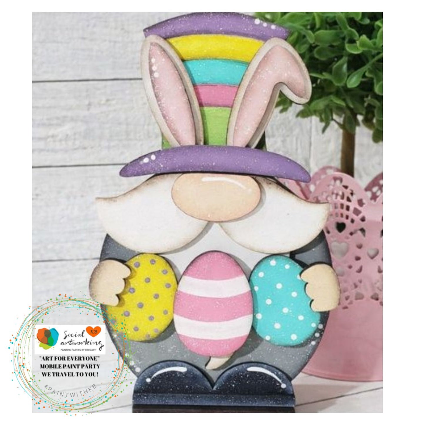 Bunny Gnome Shelf Sitter Stand Alone 2-D Wood Shape