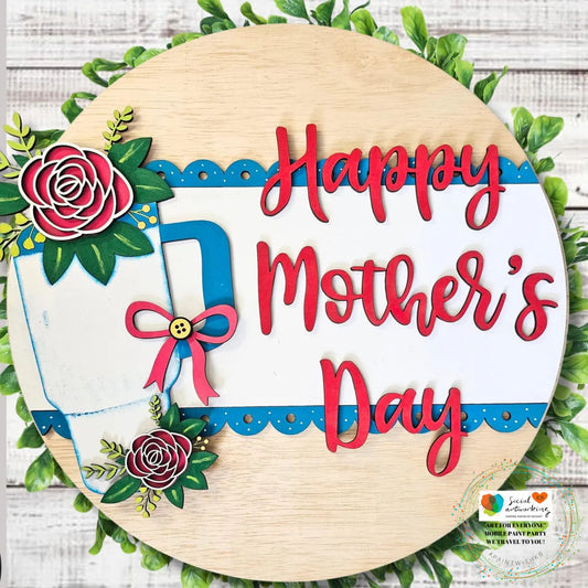 Happy Mother's Day Cup and Flowers 2-D Door Hanger