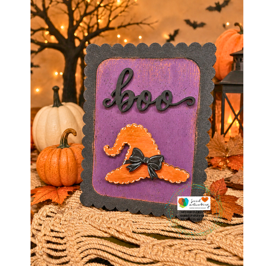 Boo Whitch Hat  Interchangable Shelf Sitter 2-D