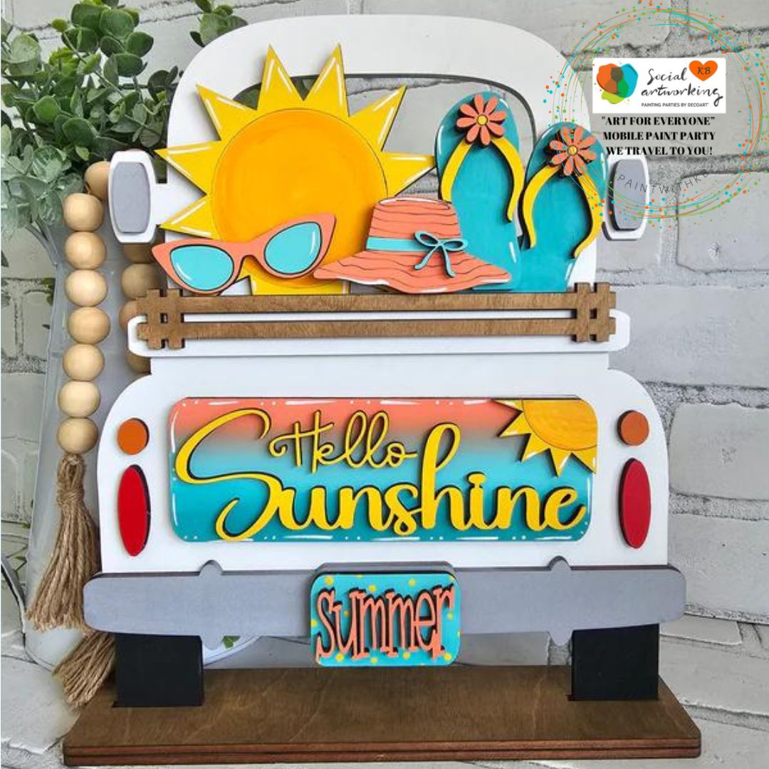 Hello Sunshine Summer Truck 2-D Wood Shape