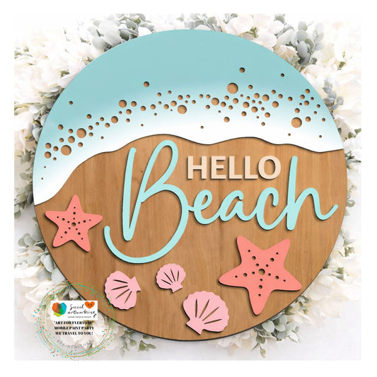 Hello Beach 2-D Wood Hanger