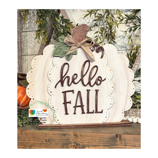 Hello Fall Pumpkin Shelf Sitter 2-D