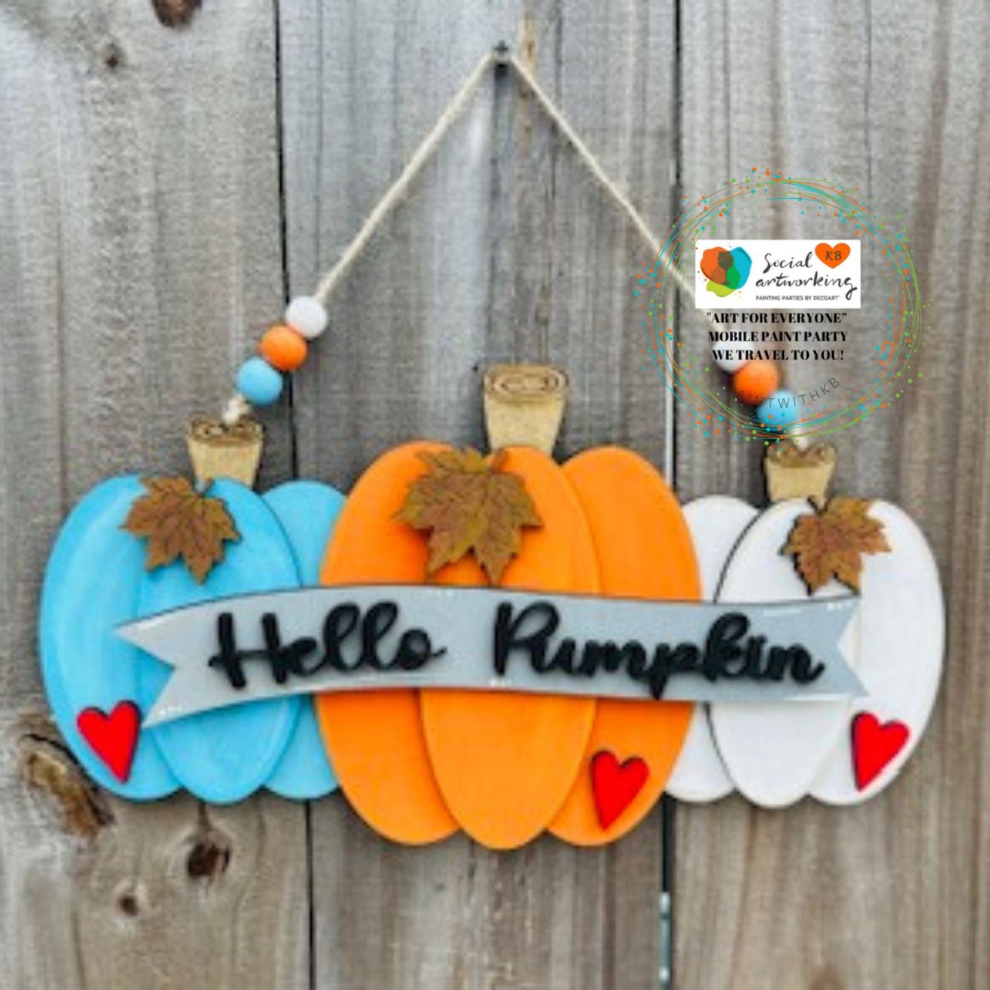 Hello Pumpkin Triple Pumpkin 2-D Wood Door Hanger