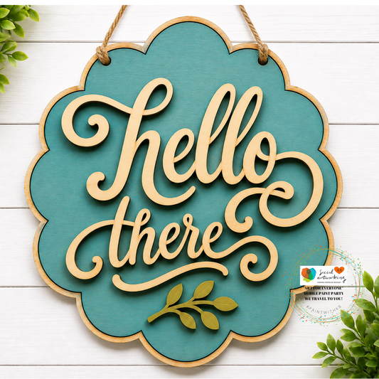 Hello There 2-D Wood Door Hanger