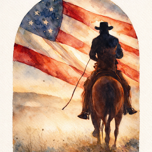 Resin Glass & Glitter Cowboy with Flag