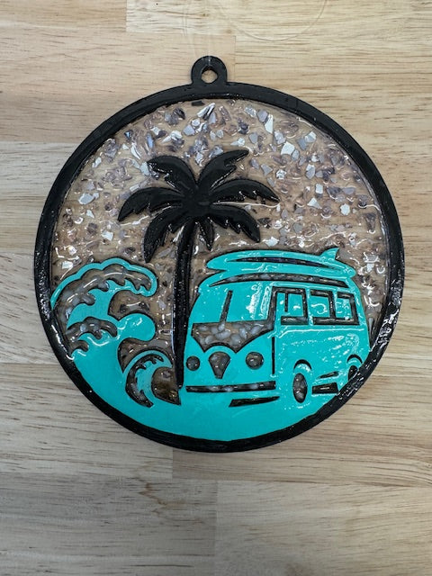 Faux Stain glass Vintage Bus