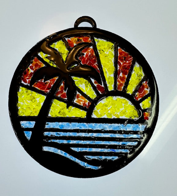 Faux Stain glass Palm Tree with Sun