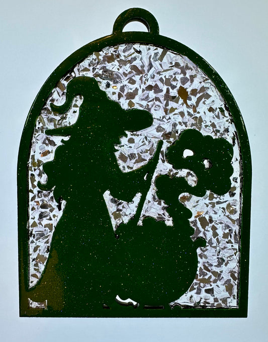 Faux Stain Glass Cauldron Witch