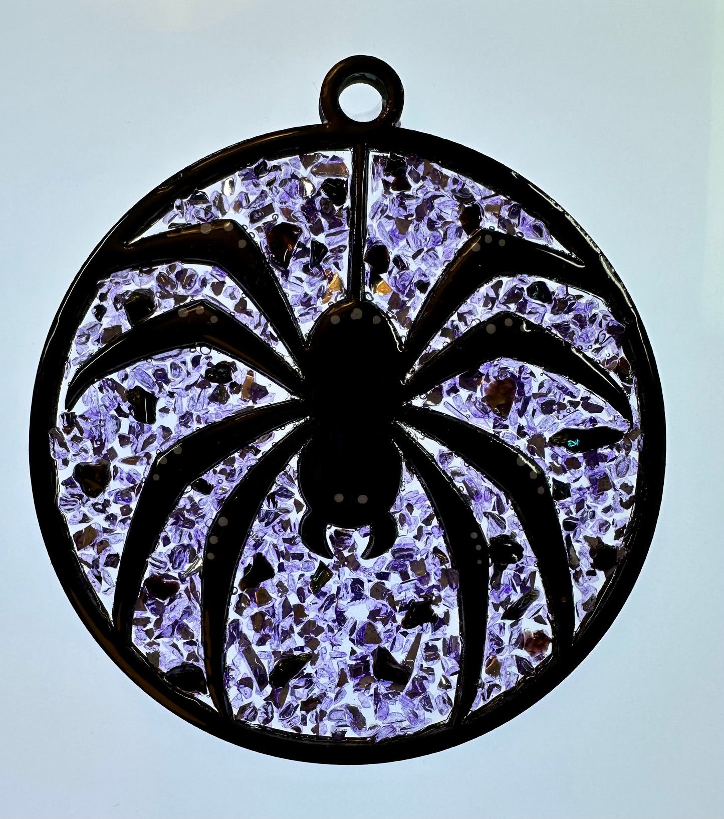 Faux Stain glass Hanging Spider