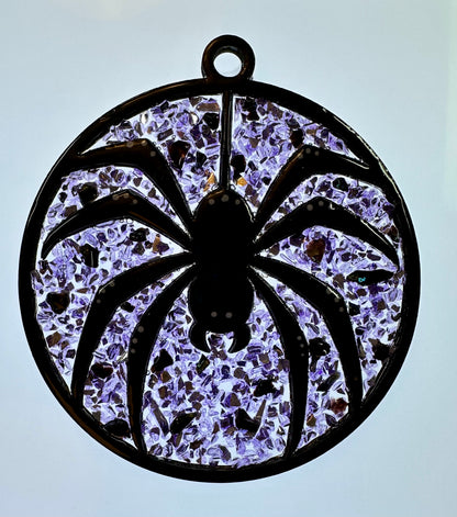 Faux Stain glass Hanging Spider