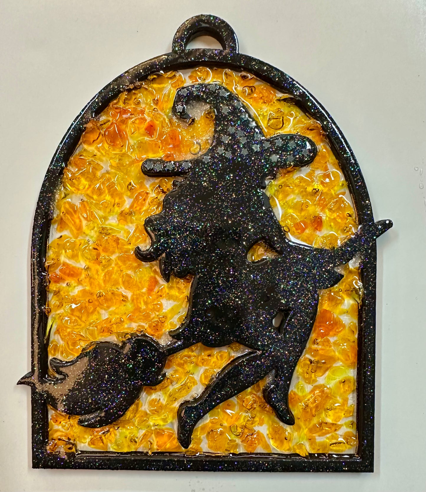 Faux Stain glass Witch on a Broom