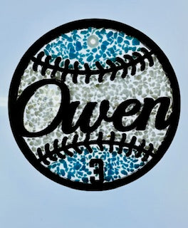 Faux Stain Glass Monogrammed Baseball and team number