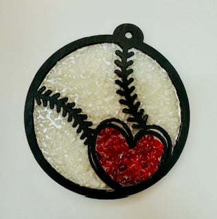 Faux Stain Glass Baseball with heart