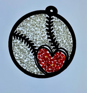 Faux Stain Glass Baseball with heart