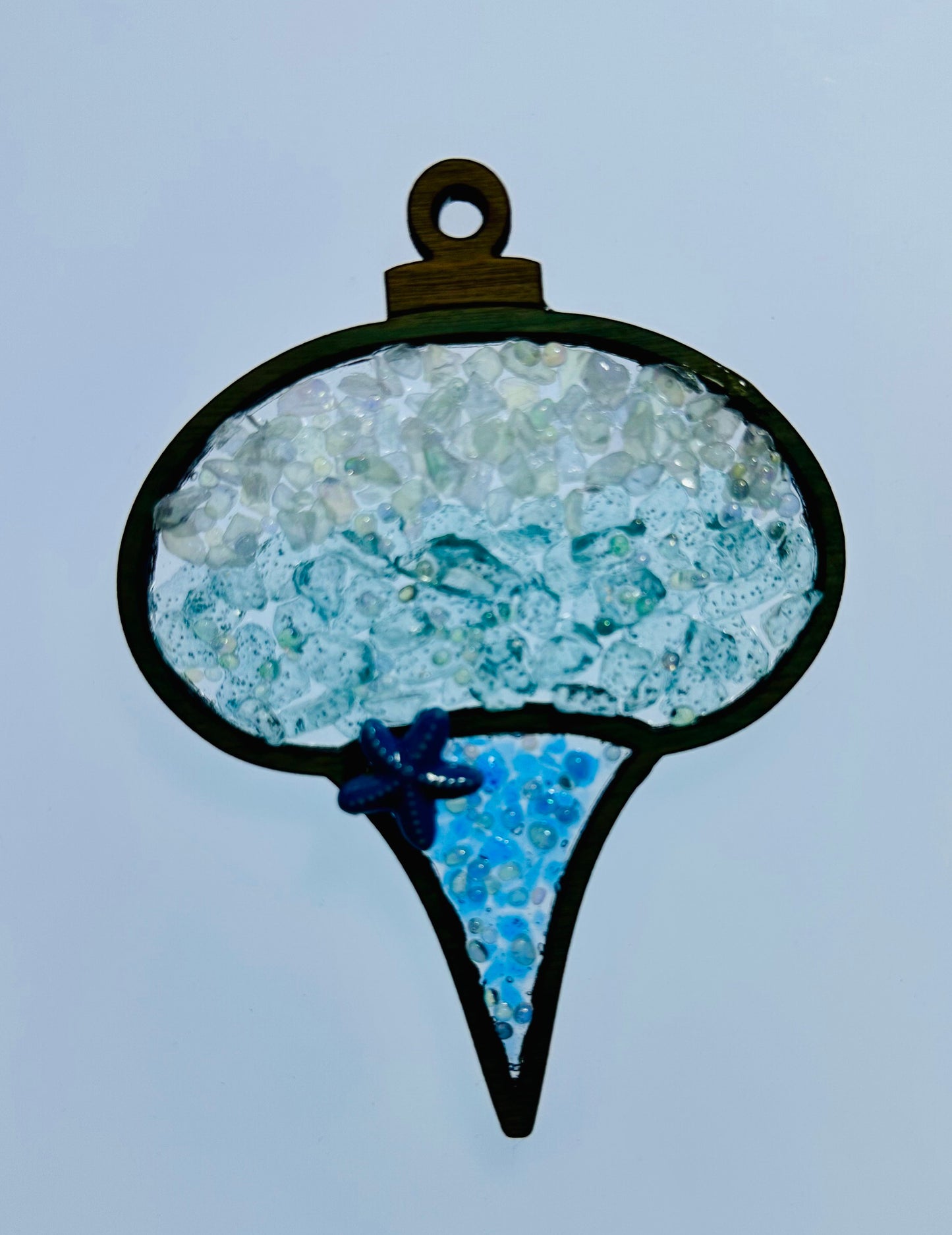 Faux Stain Glass Ornament Ball with teardrop