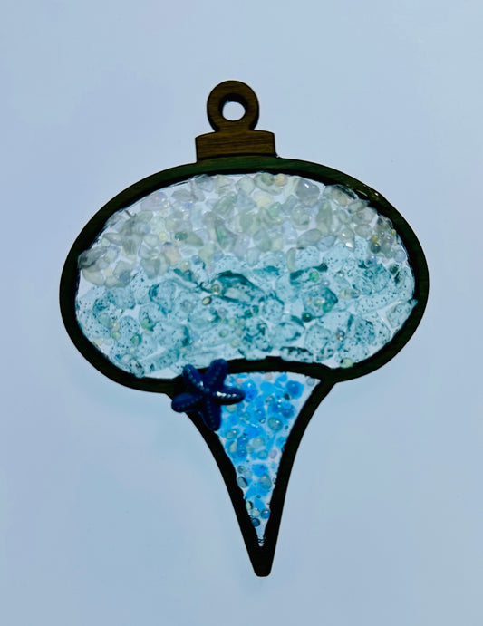 Faux Stain Glass Ornament Ball with teardrop
