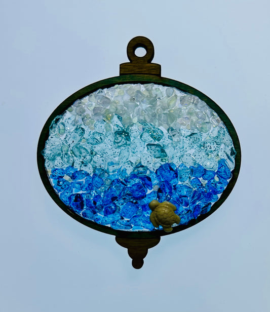 Faux Stain Glass Oval Ornament